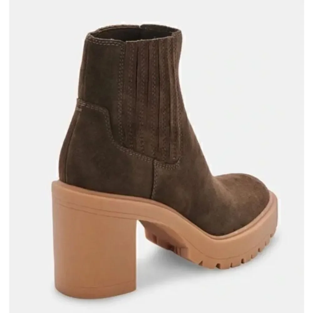 Dolce Vita Caster Waterproof Pull‎ On Lug Sole Suede Boots Olive Green 6.5